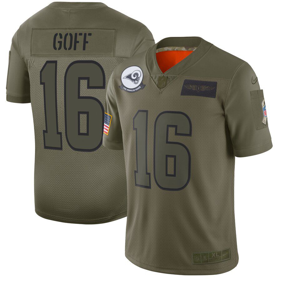 Men Los Angeles Rams #16 Goff Green Nike Olive Salute To Service Limited NFL Jerseys->los angeles rams->NFL Jersey